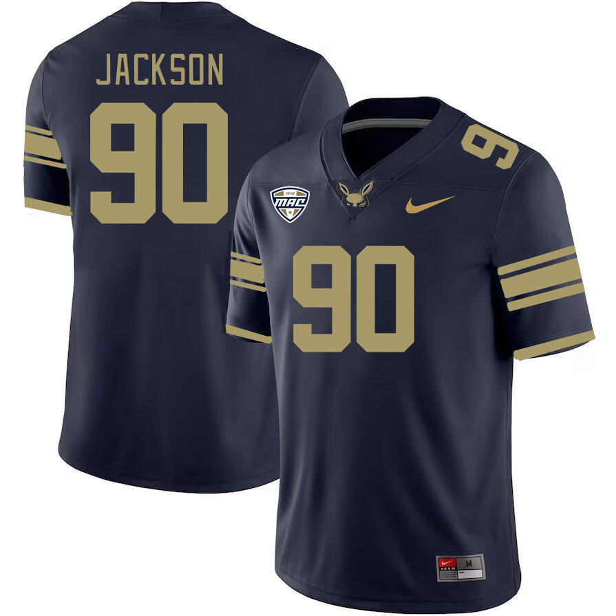 Men-Youth #90 LaJoshua Jackson Akron Zips 2023 College Football Jerseys Stitched Sale-Navy